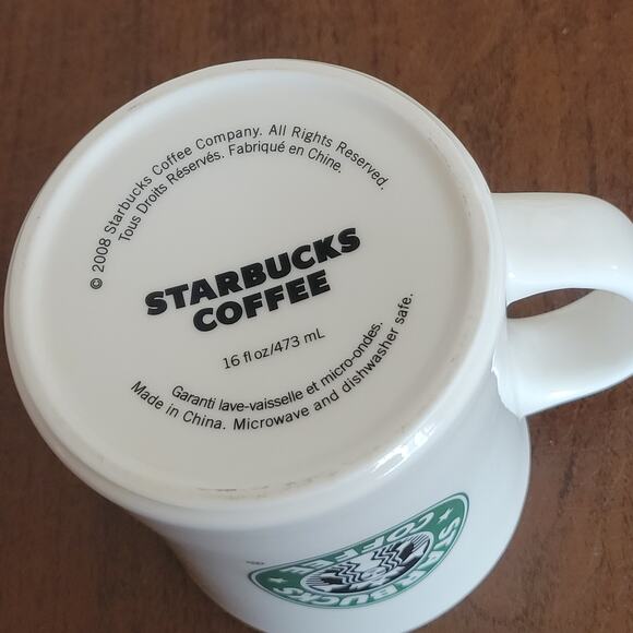 Starbucks 2008 "FRESH ROASTED COFFEE" 16oz Mug Brown & Green Mermaid Logo - Picture 9 of 9